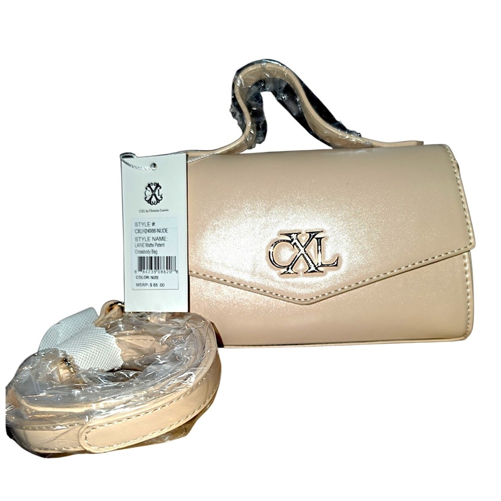 CXL Christian Lacroix Laine Matte Patent Crossbody Bag Nude NWT